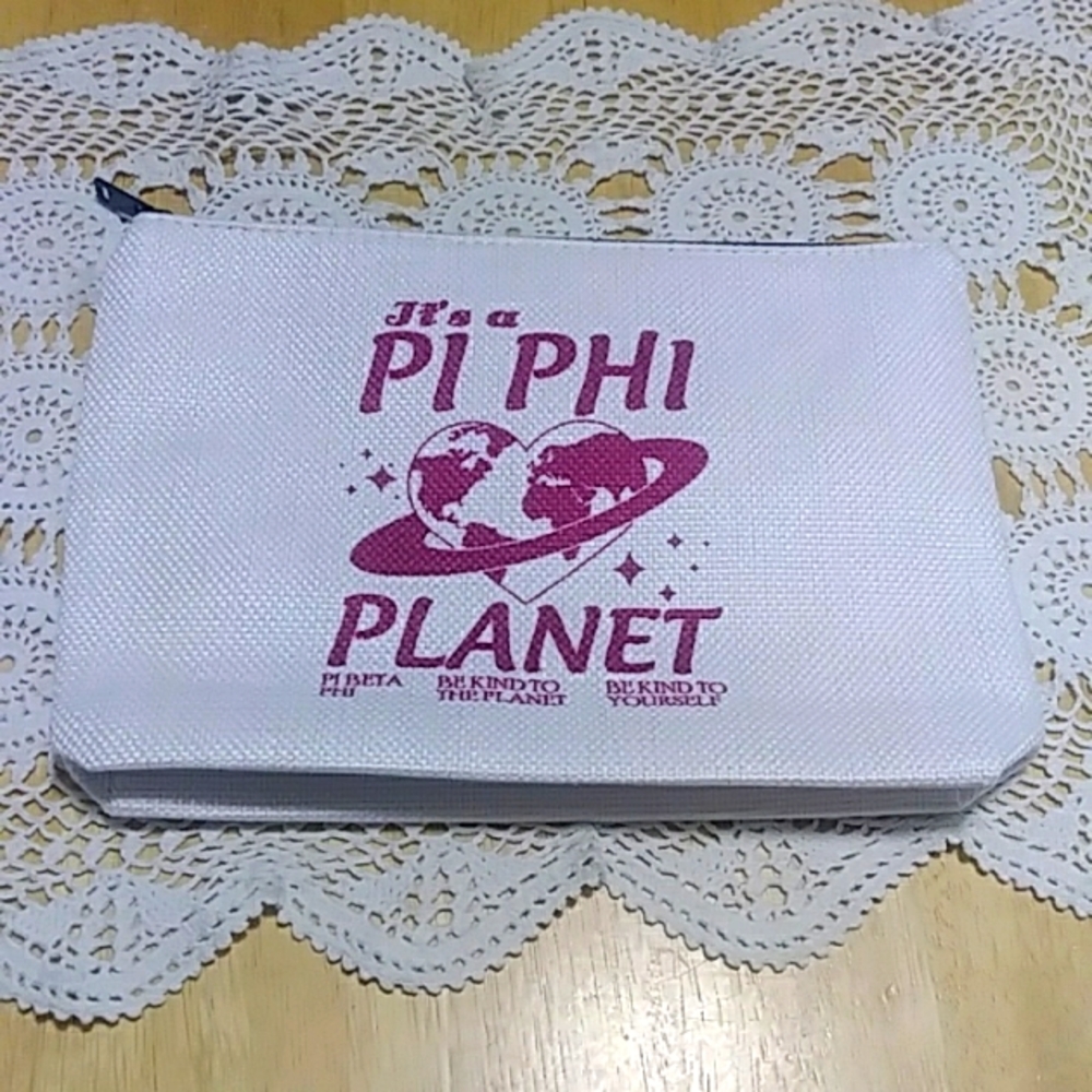 Sorority lined cosmetic,  makeup,  toiletry bag. Pi Beta Phi